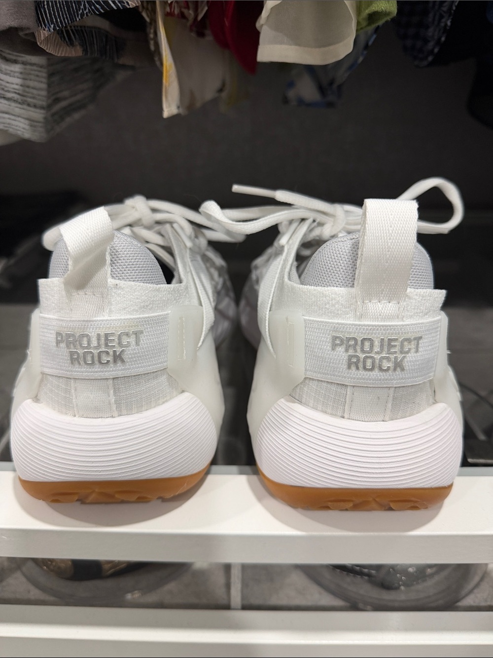 NEW Under Armour Project Rock White Athletic Training Shoes with Gum Outsole